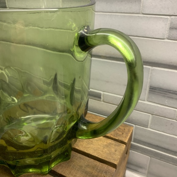 Vintage Hazel Atlas Avocado Green Small Thumbprint Tea/Water Pitcher - Picture 6 of 8